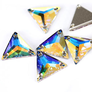Triangle Sew on Rhinestones - 3270 (10 pcs) - Flawless Crystals
